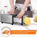 Electric French Fry Cutter, Automatic Potato Cutter Stainless Steel with 1/2 3/8 Inch Blade, Vegetable Cutter, Commercial and Household Potato Slicer, Use for Potatoes Onion Cucumbers